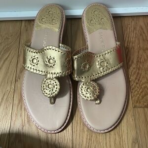 Jack Rogers Flat Sandal Platinum Gold Leather